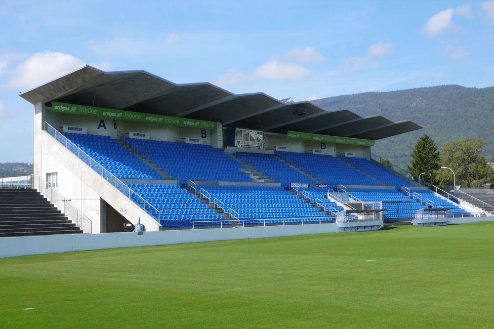 Grenchen, Fussballtribüne Brühl, 2012.
