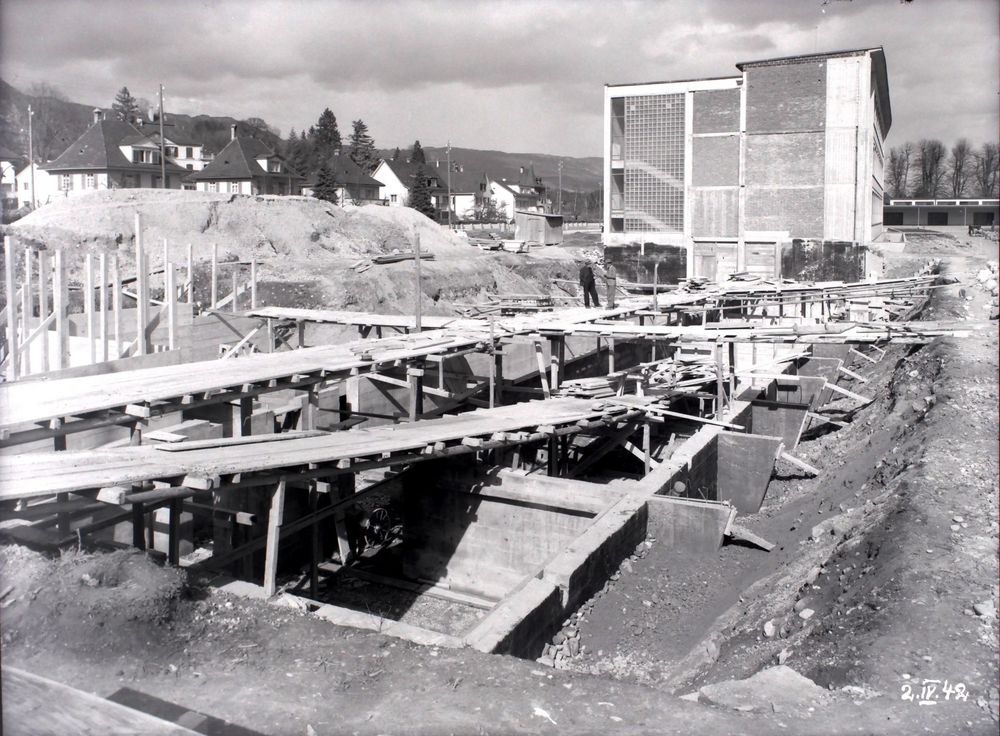 Bau der Kantonsschule in Solothurn 1942.