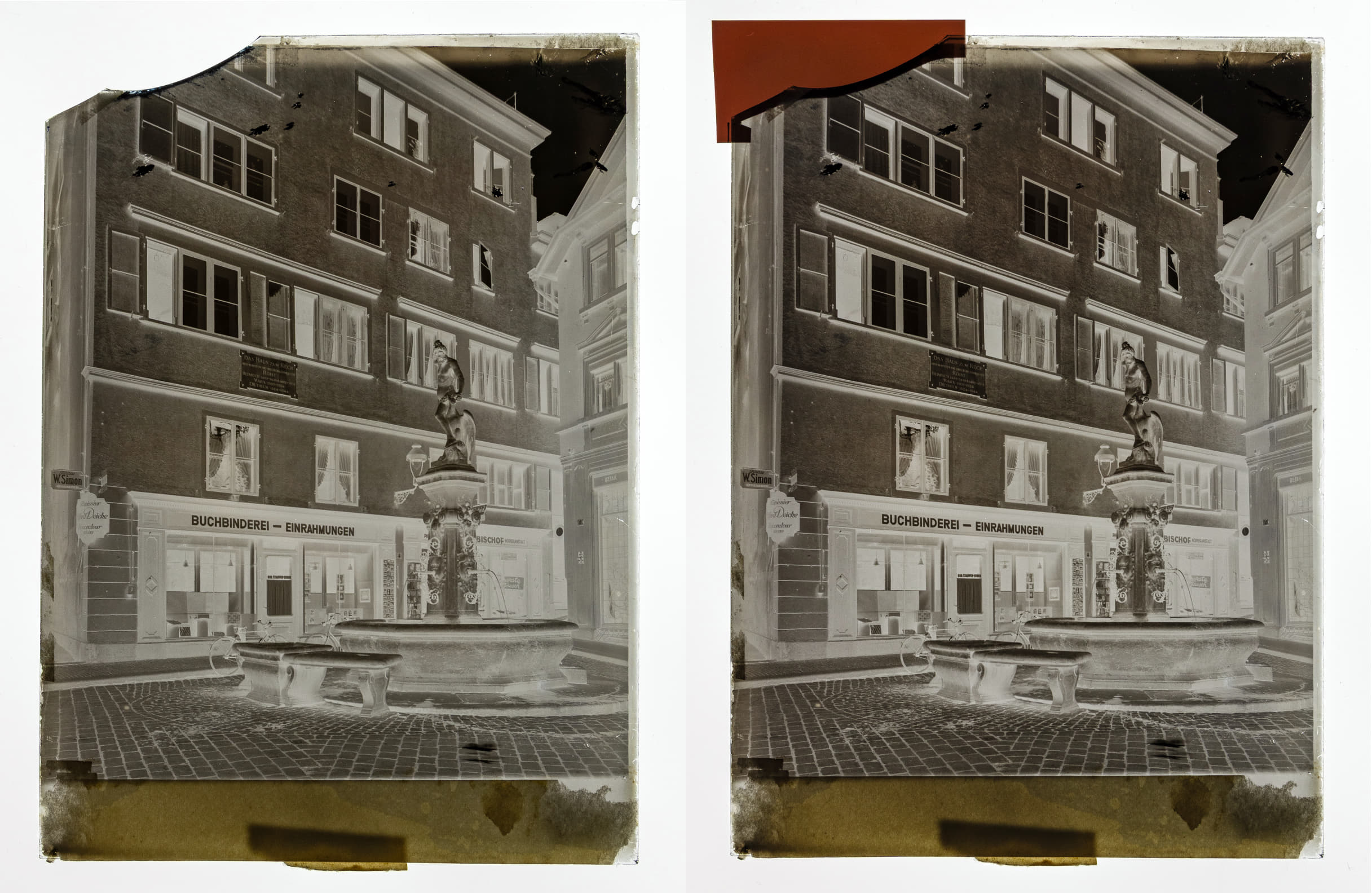 Das Haus zum Rech auf einem Glasnegativ von 1935