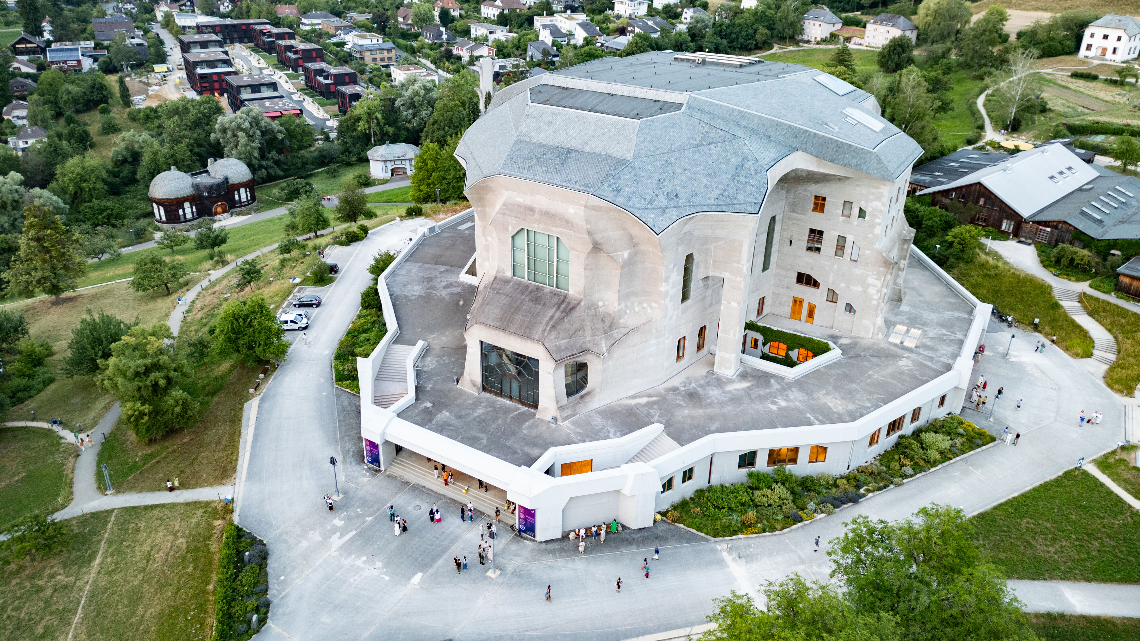 Dornach, Luftaufnahme Goetheanum, Anthroposophie