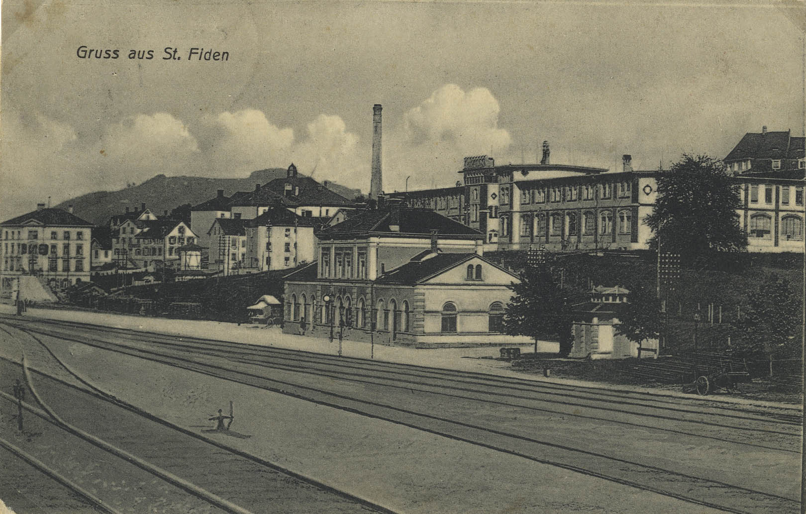 Bahnhof St.Fiden, Postkarte, 1911 
